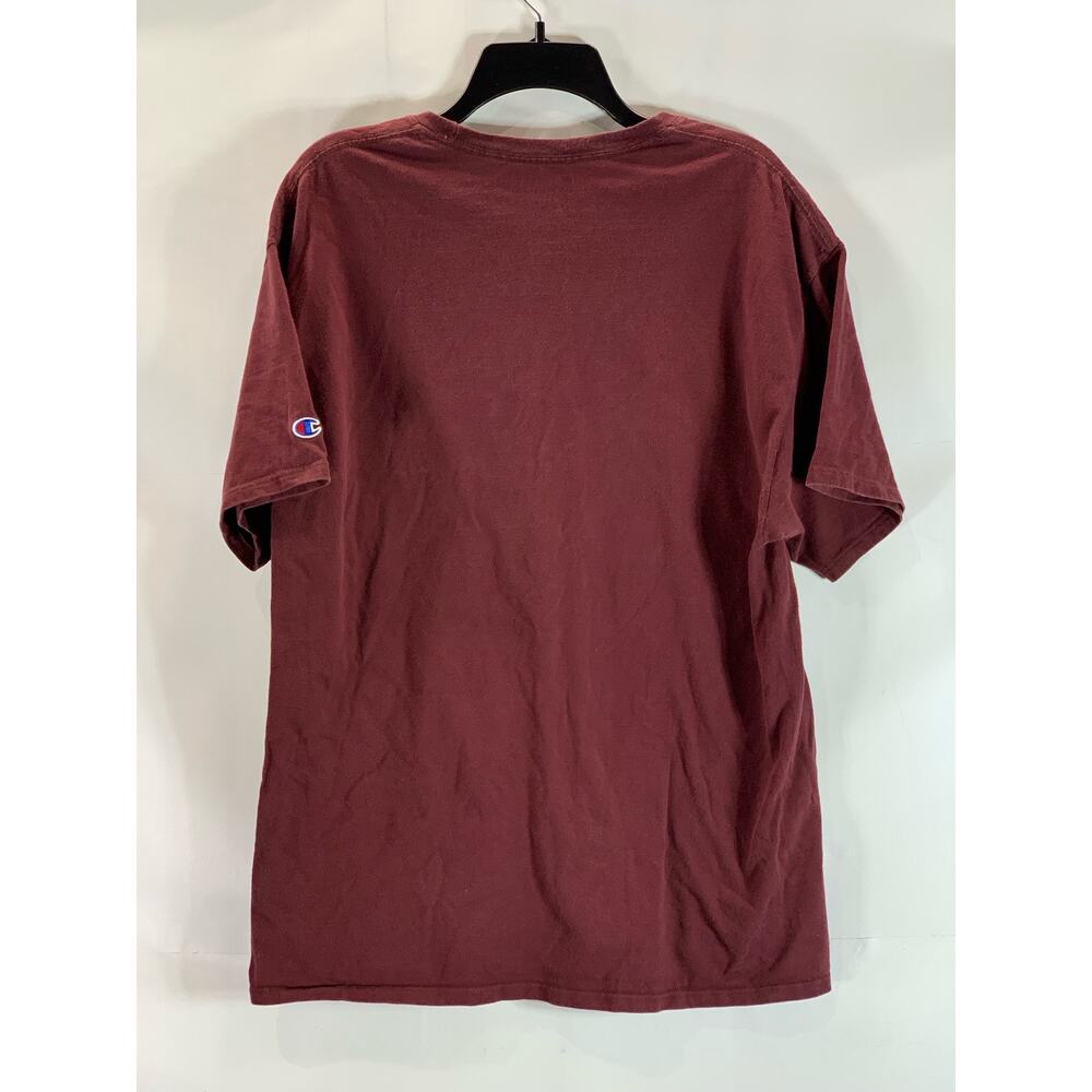 CHAMPION Men's Burgundy Script Logo Crewneck Regular-Fit T-Shirt SZ XL - Picture 2 of 9
